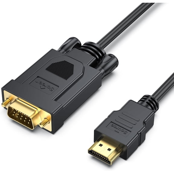 HDMI to VGA 6 Feet Cable, Uni-Directional HDMI Computer to VGA Monitor Cable (Male to Male) Compatible for Computer, Desktop, Laptop, PC, Monitor, Projector, HDTV, Roku, Xbox