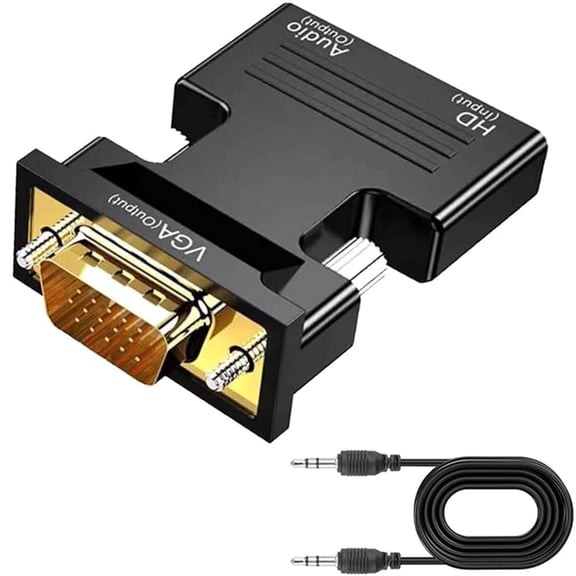 HDTV to VGA, Gold-Plated Adapter (Female to Male) for Computer, Desktop, Laptop, PC, Monitor, Projector, HDTV, Chromebook, Raspberry Pi, Roku, Xbox and More - Black