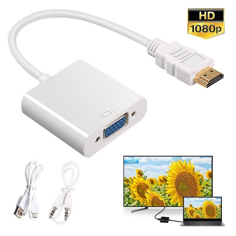 HDMI to VGA Video Adapter Converter with Audio for Desktop PC / Laptop /  Ultrabook - 1920x1080