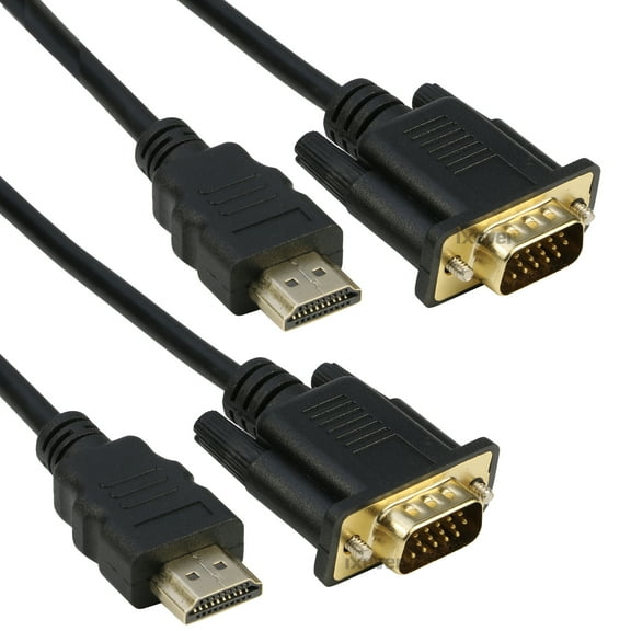 HDMI to VGA Adapter Cable [6FT, 2Pack], iXever Gold-Plated HDMI to VGA Cable Male to Male 1080P Compatible for Computer, Desktop, Laptop, PC, Monitor, Projector, HDTV and More