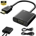 thumbnail image 1 of HDMI to VGA with Audio Adapter, Gold-Plated 1080P Active HDMI to VGA Adapter Video Converter Male to Female with Micro USB and 3.5mm Audio Port Cable for PC/Laptop/DVD Black, 1 of 11