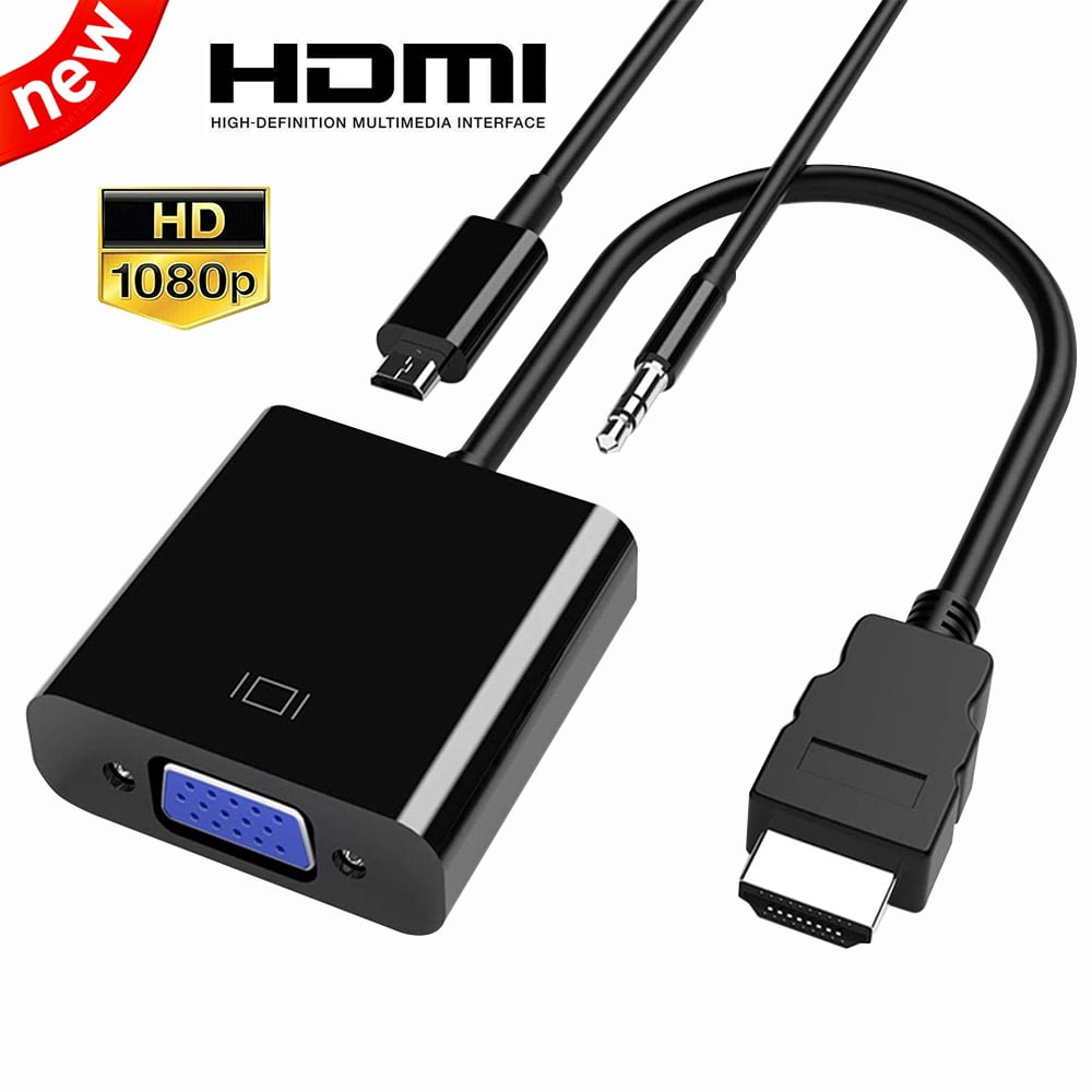 HDMI to VGA with Audio, Gold-Plated Active HDMI to VGA Adapter (Male to  Female) with Micro USB Power Cable & 3.5mm Audio Cable for PS4, MacBook  Pro, Mac Mini, Apple TV and More - Black 