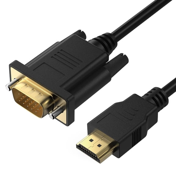 HDMI to VGA Cable 6FT, Gold-Plated 1080P@60Hz Uni-Directional HDMI Source to VGA Display Cable (Male to Male) Compatible for Computer, Desktop, Laptop, PC, Monitor, Projector, HDTV, Roku, Xbox, PS5
