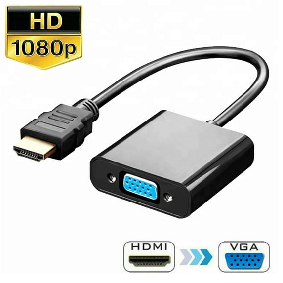 HDMI to VGA, Gold-Plated HDMI to VGA Adapter Cable(Male to Female) with Computer, Desktop, PC, Monitor, Projector, HDTV, Chromebook, Raspberry Pi, Roku and More(Black), VGA HDMI