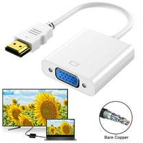 HDMI to VGA, Gold-Plated HDMI to VGA Adapter (Male to Female) for Computer, Desktop, Laptop, PC, Monitor, Projector, HDTV, Chromebook, Raspberry Pi, Roku, Xbox and More - White