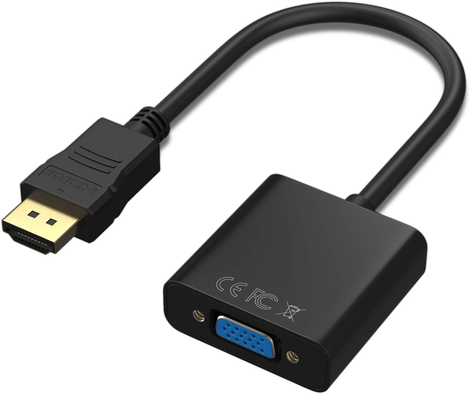HDMI to VGA, Gold-Plated HDMI to VGA Adapter, Male to Female for Computer, Desktop, Laptop, PC, Monitor, Projector, HDTV, Chromebook, Raspberry Pi, Roku, Xbox and More