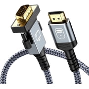 HDMI to VGA, Unidirection Nylon Braid Gold-Plated HDMI to VGA 3 Feet Cable Compatible with Computer,PS3,PC, Monitor, ProjectorNOT Compatible with MacBook or PS4 Grey