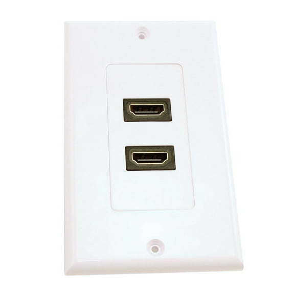 HDMI Wall Plate (Dual) Direct Straight Degree Feed-thru, White