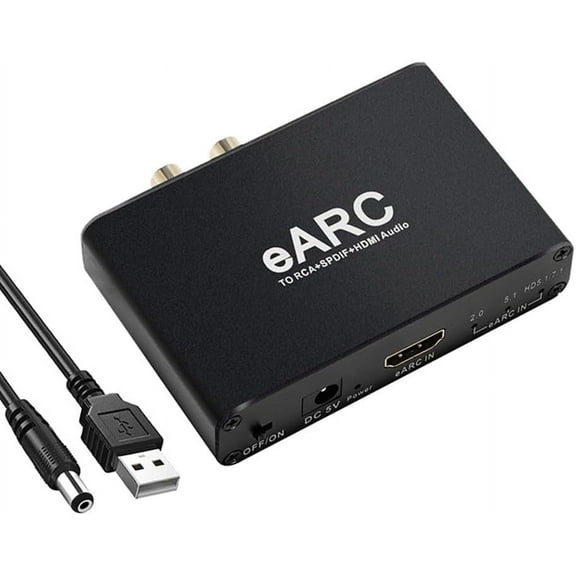 HDMI eARC ARC Audio Converter,24bit/192KHz Audio Sampling Rate,ARC Audio Return, HD 5.1 and HD 7.1 Channels,RCA 3.5mm Audio Converter,Supports eARC & ARC inputs