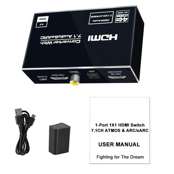 HDMI eARC Extractor HDMI Audio Extractor with Multiple Audio Output for Home Theater Systems