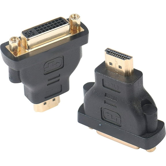 HDMI to DVI Adapter, HDMI to DVI-D DVI Bidirectional Converter Male to Female with Gold-Plated Cord 2 Pack
