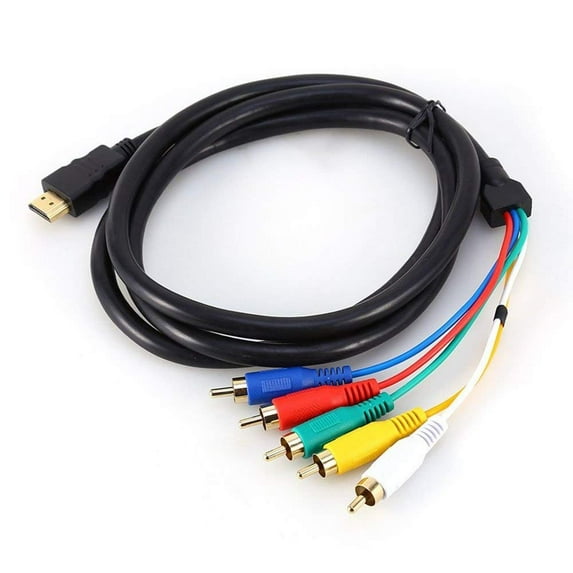 HDMI to RCA Cable, HDMI Male to 5 RCA Male Connector Video Audio AV Component Cord for HDTV DVD 1080P Plasma TV LCD Projectors