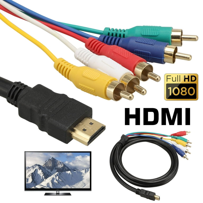 HDMI to RCA Cable, HDMI to 5 RCA Converter Adapter Cable, 1080P HDMI to AV  HDTV RCA Composite Video Audio Converter Adapter for TV HDTV 