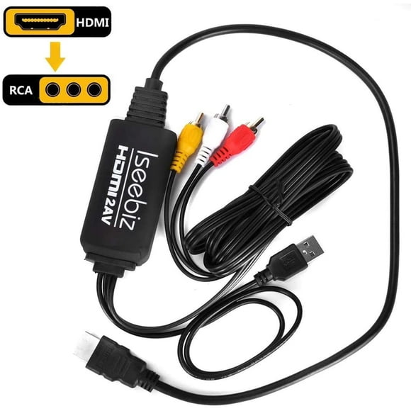 HDMI to RCA Cable, HDMI to AV CVBS Converter Adapter Cable, US. Outlets, 66.91in Iseebiz