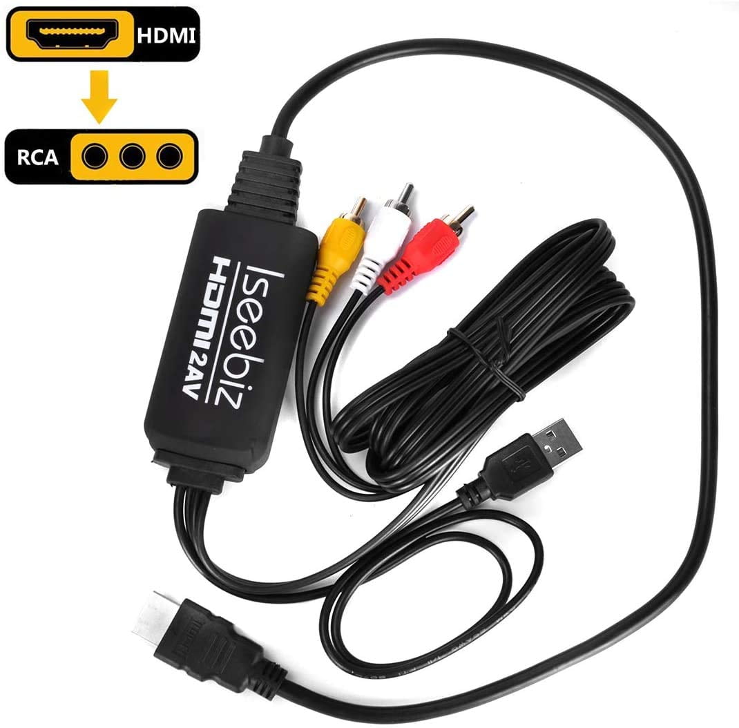HDMI to RCA Cable, HDMI to AV CVBS Converter Adapter Cable, US. Outlets