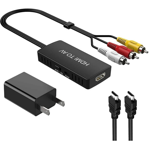 HDMI to RCA Converter Adapter - AV Composite for PS2/PS3/N64/VHS/DVD