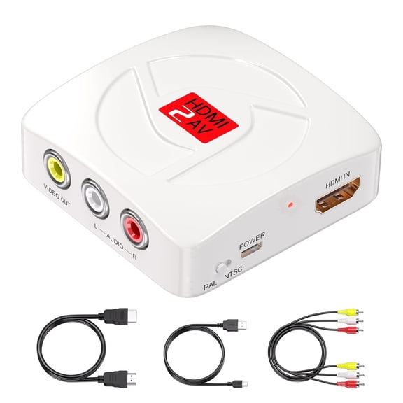 HDMI to RCA Converter, CVBS Composite AV Adapter for Connecting HDMI Devices to Old Analog TVs, Comes with HDMI & RCA Cables