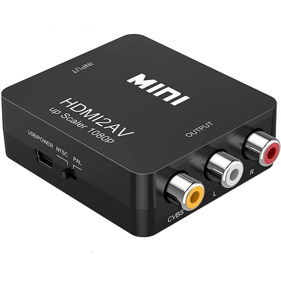 HDMI to RCA, 1080p HDMI to AV 3RCA CVBs Composite Video Audio Converter Adapter Supports PAL/NTSC for TV Stick, Chromecast, Apple TV, PC, Laptop, Xbox, HDTV, DVD-Black