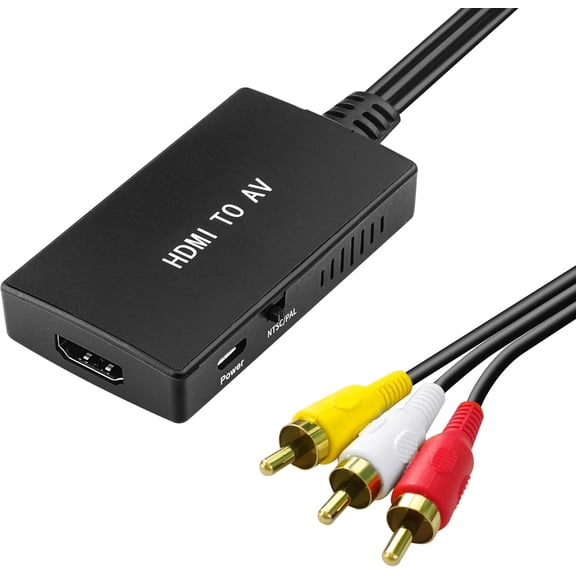HDMI to RCA Converter, HDMI to AV Composite Video Audio Converter Adapter for TV Stick, Roku, PS4, Xbox, Switch, Blu-Ray, DVD Player