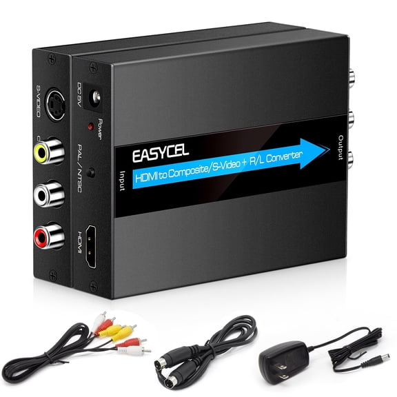 HDMI to S-video RCA Converter with S-video and RCA Cables, HDMI to Composite AV CVBS Converter for DVD/PS3/PS4/HDMI TV Sticks