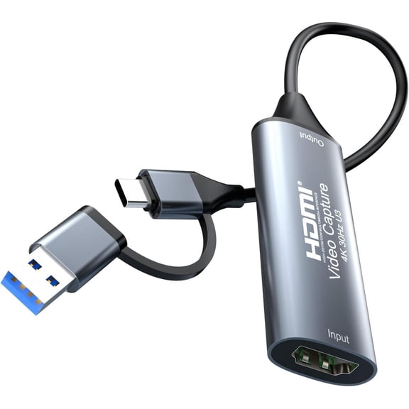 HDMI to USB-C Video Capture Card, 4K Input 1080P@60HZ Video Audio Capture