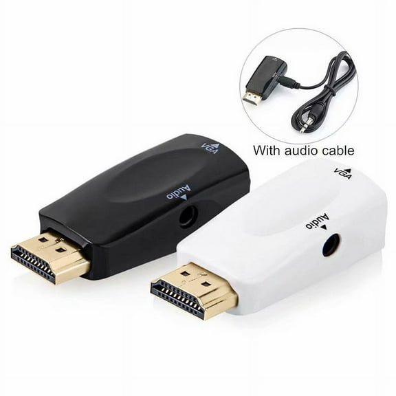 HDMI to VGA Adapter Converter Gold-Plated for PC, Laptop, DVD, Desktop and Other HDMI Input Devices - White