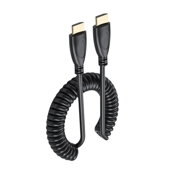 HDMIcompatible to HDMIcompatible Coiled Cable 90 Degree Adapter Supports 1080P 60Hz for HDTV Cameras and Game Consoles