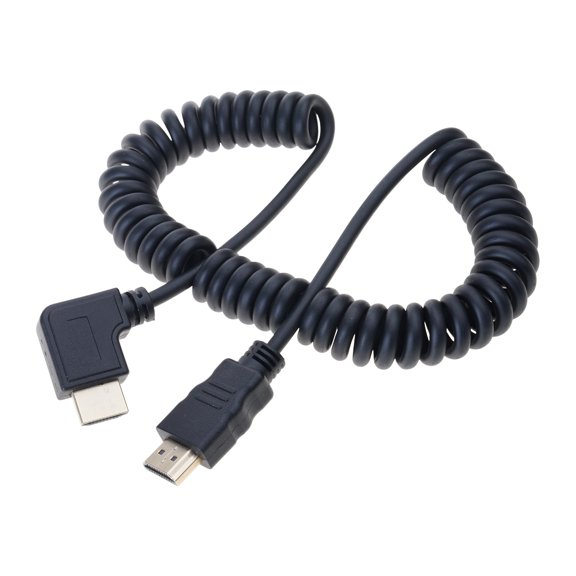 HDMIcompatible to HDMIcompatible Coiled Cable 90 Degree Adapter Supports 1080P 60Hz for HDTV Cameras and Game Consoles