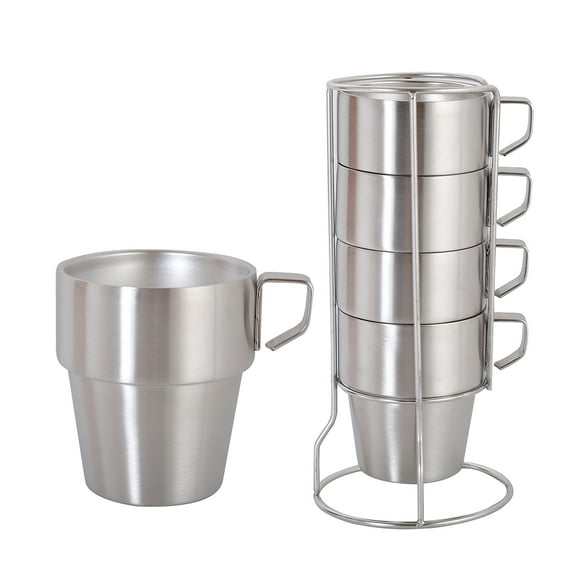 HDMY A Set of Stainless Steel Camping Cup Contains 4 10OZ Stainless Cups Suitable for Outdoor Camping/Home Use Sweat Free, Shatterproof, Easy to Store