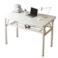 thumbnail image 1 of HDOFM 31.5 Inch Folding Computer Desk - Portable Activity Table Conference Table Home Office Desk, Attached storage rack,No Assembly,Teak, 1 of 7