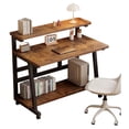 thumbnail image 1 of HDOFM 31.5 Inch Small Computer Desk for Small Space, Rolling Office Desk with Monitor Stand, Student Study Writing Desk for Bedroom, 1 of 6