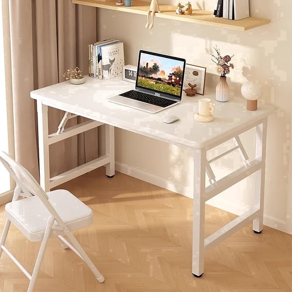 HDOFM 31.5"/39.4" No Assembly Folding Computer Desk, Foldable Laptop Table for Small Space, Home Office, Student Bedroom & Apartment