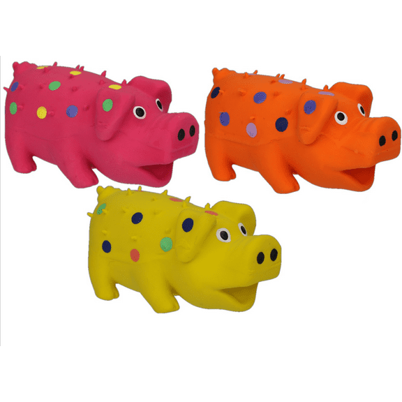 HDP Multipet Latex Squeaking MINI Toy Bundle Color:Pig Pack of 3