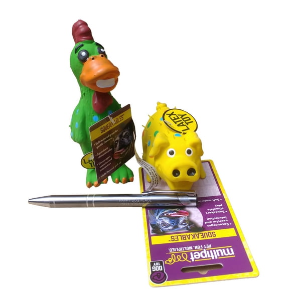 HDP Multipet Latex Squeaking MINI Toy Bundle Color:Set Pig and Chicken