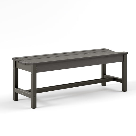 HDPE 2-Person Backless Outdoor Bench with Curved Seating, 800lbs Weight Capacity, Weatherproof Garden Bench for Porch, Patio, Park and Entryway Decor, Grey