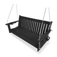 thumbnail image 1 of HDPE 3-Seater Porch Swing, 5-ft Bench Swing with Foldable Cup Holders,18/8 Stainless Steel Hardware, High Backrest and Deep Contoured Seat (Black, 5-feet), 1 of 6