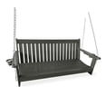 thumbnail image 1 of HDPE 3-Seater Porch Swing, 5-ft Bench Swing with Foldable Cup Holders,18/8 Stainless Steel Hardware, High Backrest and Deep Contoured Seat (Grey, 5-feet), 1 of 6