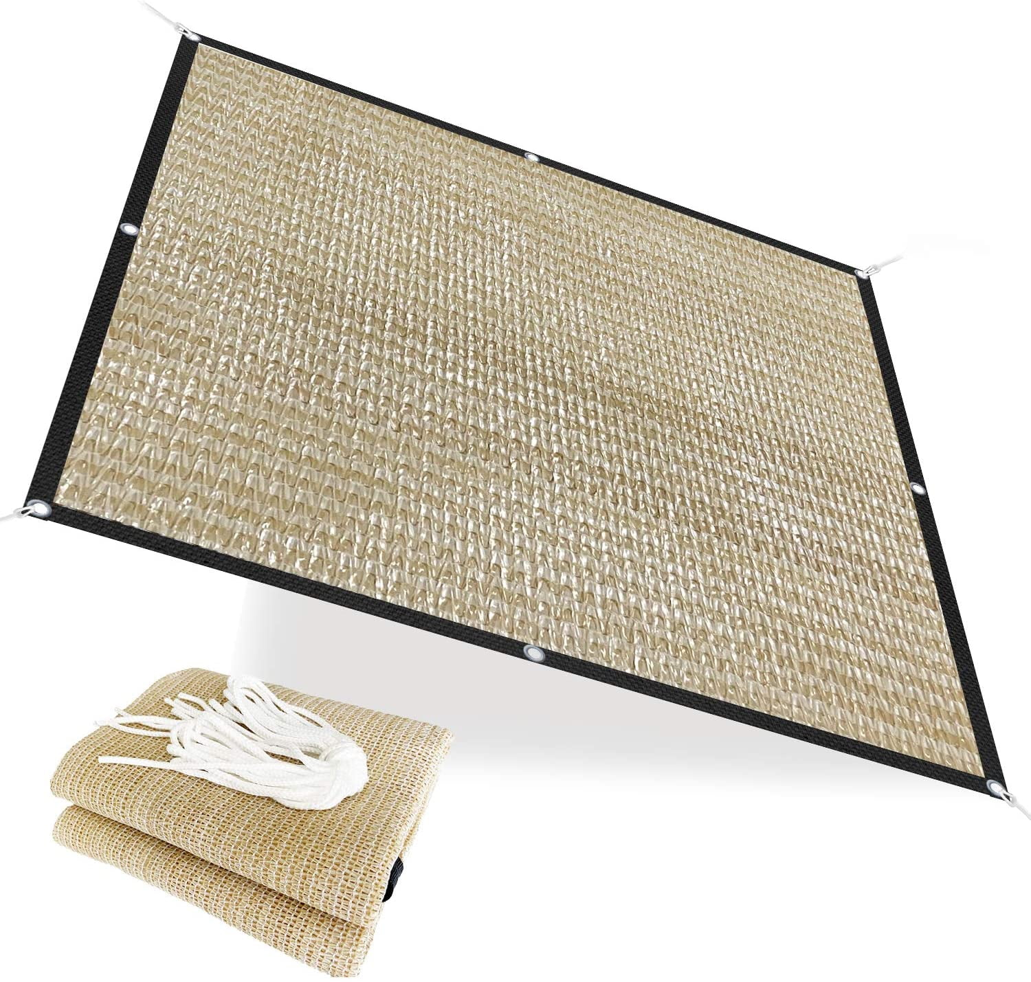 HDPE 50% Sun Block Garden Netting Mesh (6' x 15', Beige)