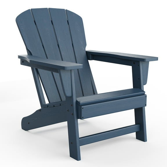 HDPE Adirondack Chair – Weather-Resistant Outdoor Fire Pit Seating with High Backrest & Deep Seat, Navy Blue Patio & Deck Furniture