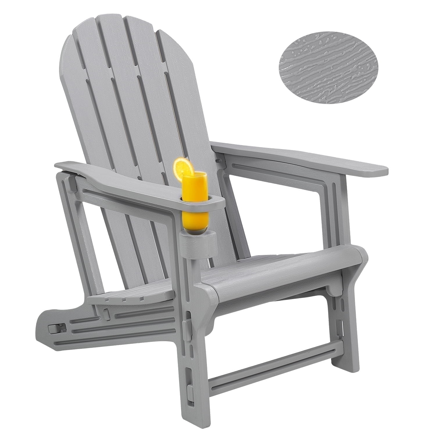 HDPE Adirondack Chair, Weather-Resistant Outdoor Seating, No Tools Needed 5-Min Assembly, for Patio, Fire Pit & Lawn – Grey