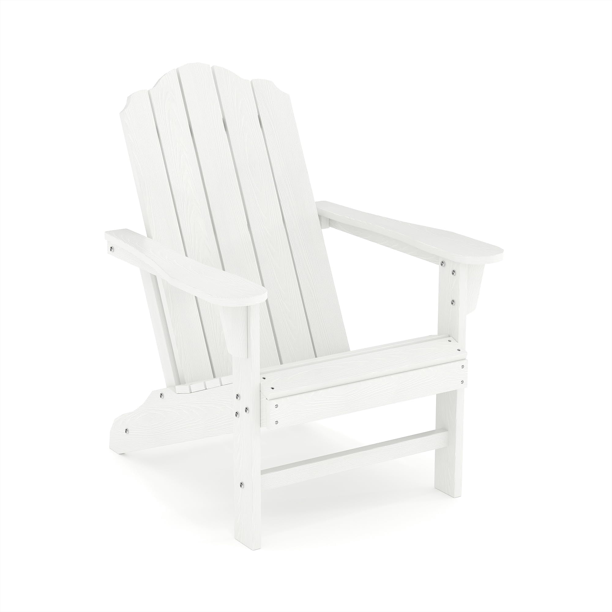 HDPE Adirondack Chair, Wood Texture Patio Furniture, Outdoor Lawn Chair for Garden Backyard Deck Poolside,White