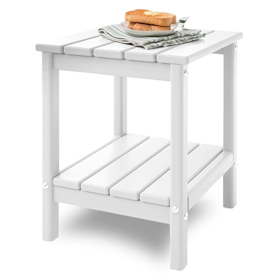 HDPE Adirondack Side Table,Weather Resistant,Outdoor Rectangular End Table for Adirondack Chair, Patio, Pool, Garden,14 x 13 Inch Camping Accessories & Patio Furniture,WHITE