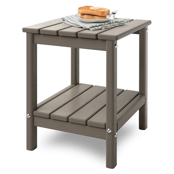 HDPE Adirondack Side Table,Weather Resistant,Outdoor Rectangular End Table for Adirondack Chair, Patio, Pool, Garden,14 x 13 Inch Camping Accessories & Patio Furniture,DESERT BROWN