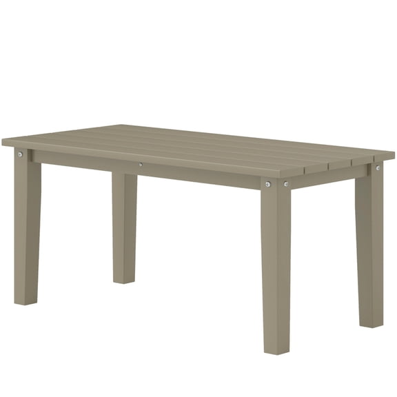 HDPE All-Weather Outdoor Patio Rectangle Coffee Table with Slatted Tabletop, Brown