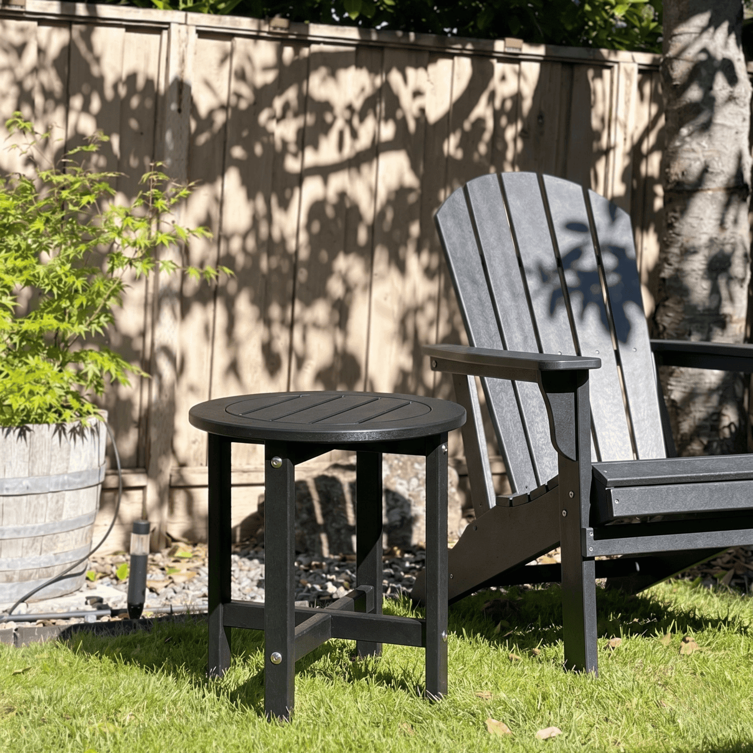 HDPE All-Weather Outdoor Side Table, 15.94×15.94×17.71 Inch Compact Patio End Table, Space-Saving Small Weatherproof Side Table for Porch Balcony Poolside