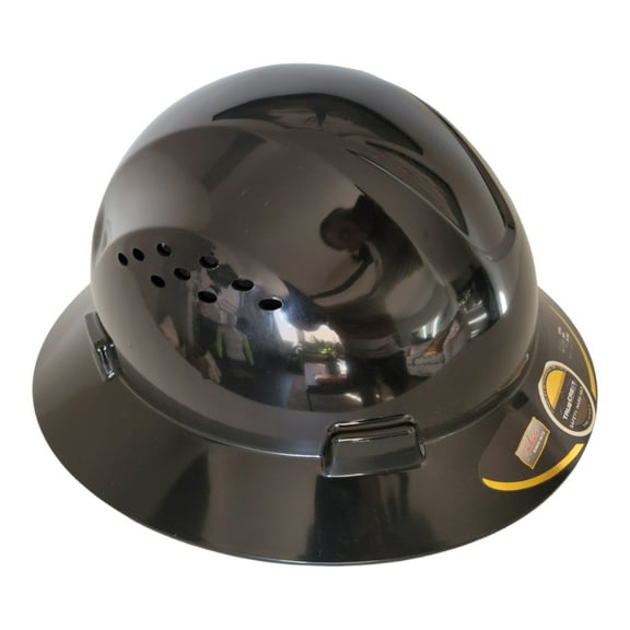 HDPE BLACK Full Brim Hard Hat with Fas-trac Suspension