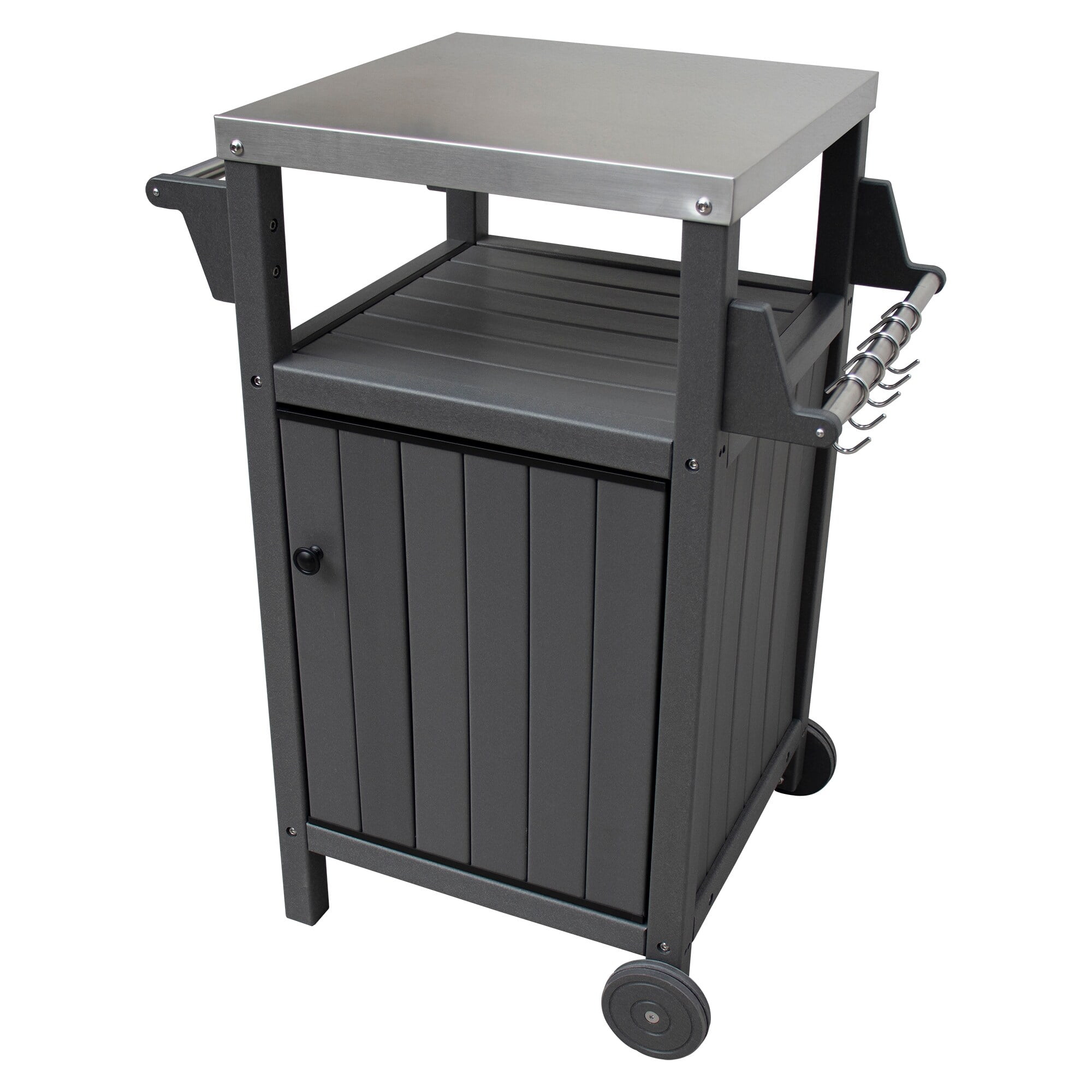 HDPE Barbecue/Grill Side Table Trolley, Outdoor Prep Dining Table Serving Cart with 304 ...