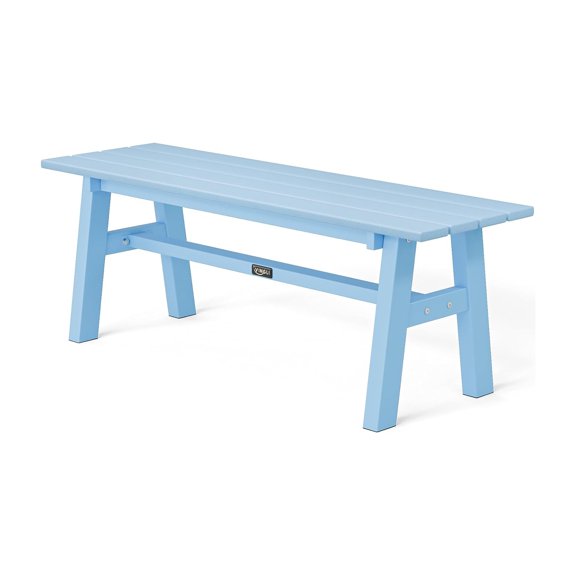 HDPE Bench, Weatherproof Garden Bench w/Metal Legs, Poly Lumber Porch Benches, 660 LBS Capacity Outdoor Backless Patio Benches for Entryway Deck (Blue)