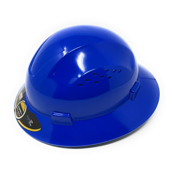 HDPE Blue Full Brim Hard Hat with Fas-trac Suspension