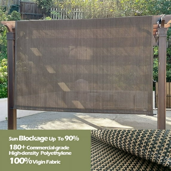 HDPE Breathable Pergola Replacement Cover Panel Canopy Shade Cover with Rod Pockets Brown 16' x 106''